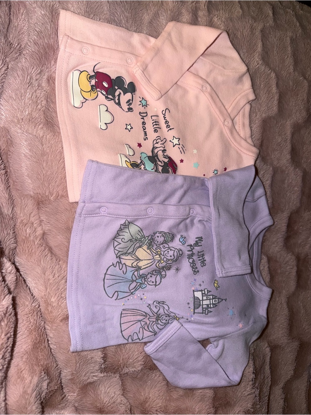 Disney Pink & Lavender Princess and Mickey Button-Front Tops
